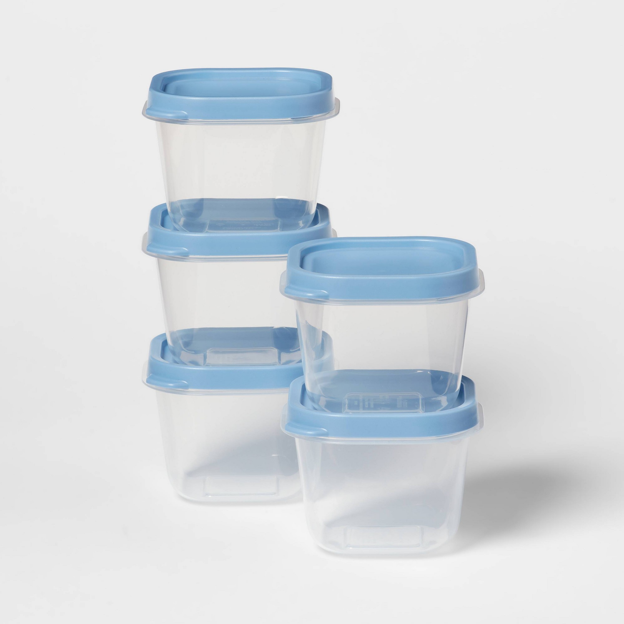 Food Storage Containers Set - ชุดกล่องเก็บอาหารพลาสติกสีน้ำเงิน 10 ชิ้น พร้อมฝาปิด, กล่องเตรียมอาหารขนาด 2
