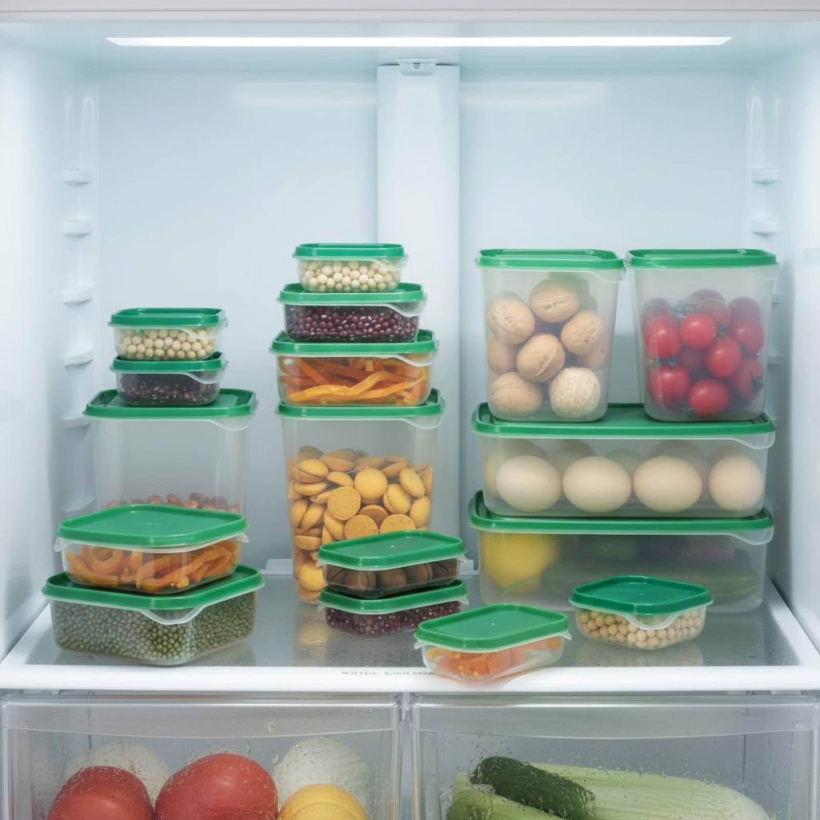 Food Storage Containers Set - ชุดกล่องเก็บอาหารในตู้เย็น 17 ชิ้น กล่องพลาสติกกันรั่วซึมพร้อมฝาปิด ชุดกล่องถนอมอาหารสุญญากาศ ใช้ซ้ำได้สำหรับตู้เย็น