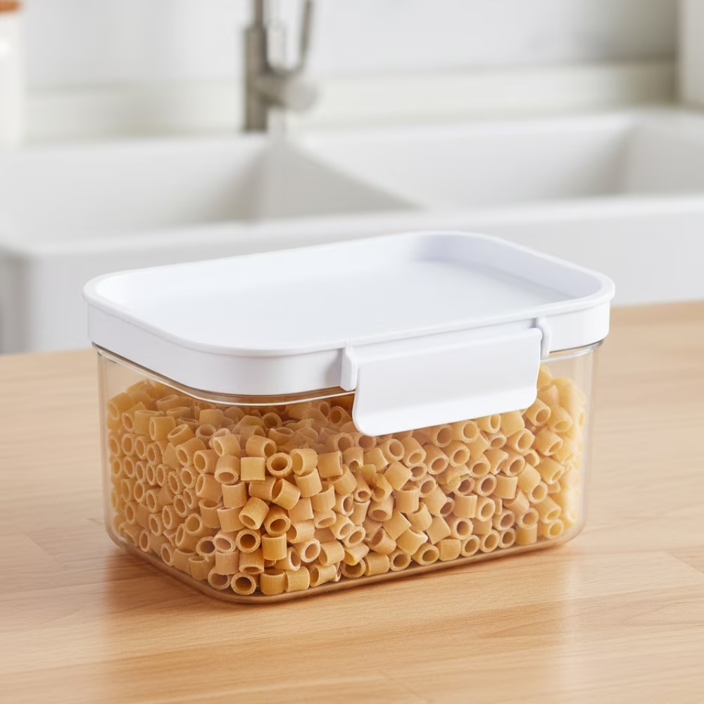 Food Storage Small - กล่องเก็บอาหารพลาสติกทรงสี่เหลี่ยมขนาดเล็กพร้อมฝาปิด กล่องเก็บอาหารแห้งในครัว ปิดสนิท สำหรับแป้ง น้ำตาล กาแฟ