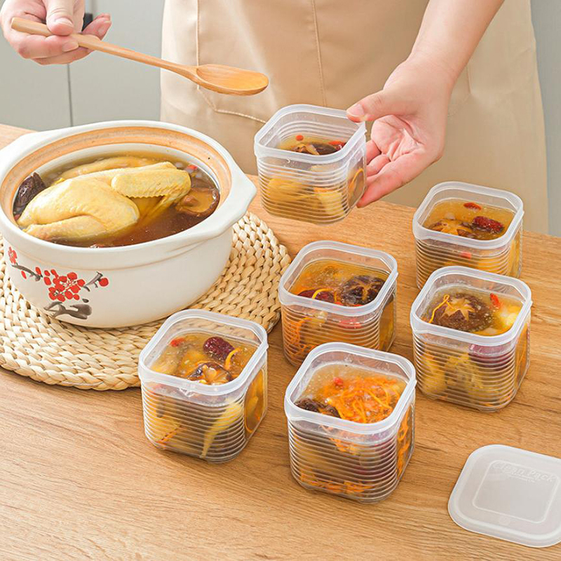 Food Storage Jars With Lids - กล่องเก็บอาหาร 6 ช่อง สำหรับผัก ผลไม้ กล่องเก็บความสดพร้อมฝาปิด