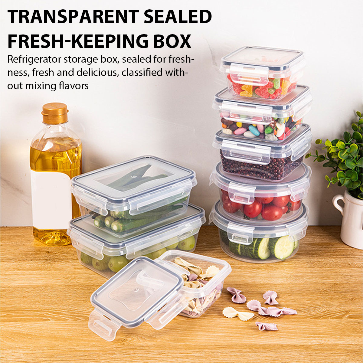 Food Storage Containers Set - ชุดกล่องเก็บอาหาร 24 ชิ้น/ชุด กล่องเก็บอาหารสำหรับครัว กล่องจัดระเบียบผลไม้ ผัก