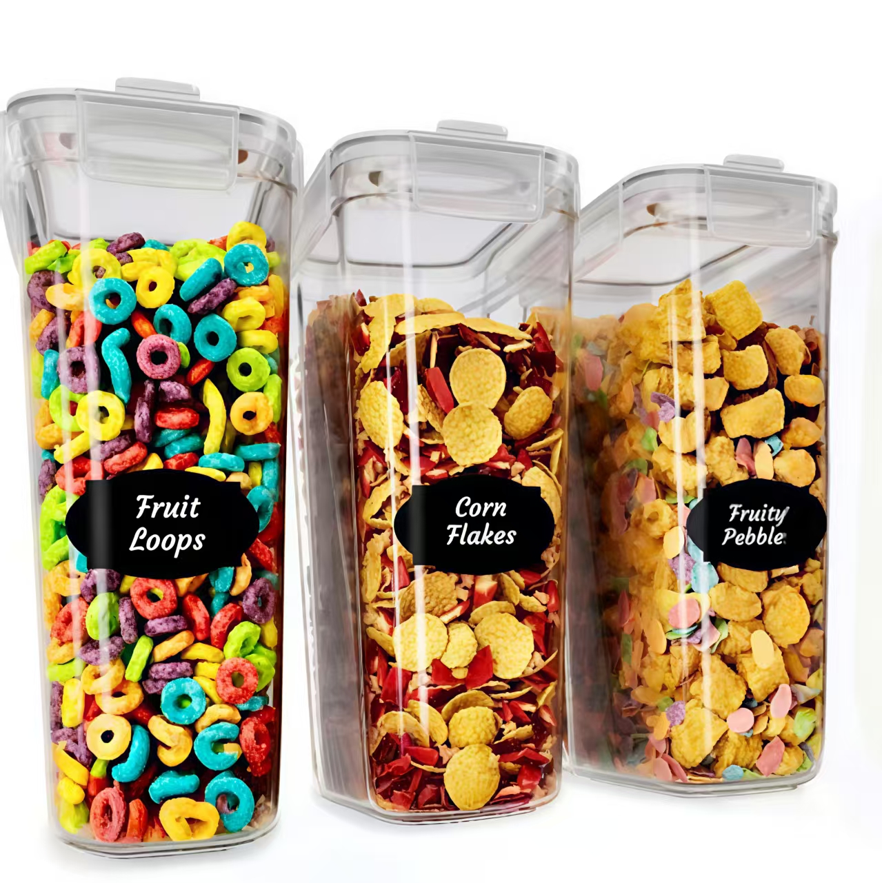 Food Storage Jar Set - ชุดภาชนะเก็บธัญพืชขนาดใหญ่ (5 ลิตร) 2/3 ชิ้น ภาชนะเก็บอาหารแบบปิดผนึกสำหรับห้องครัวและการจัดระเบียบห้องเก็บอาหาร