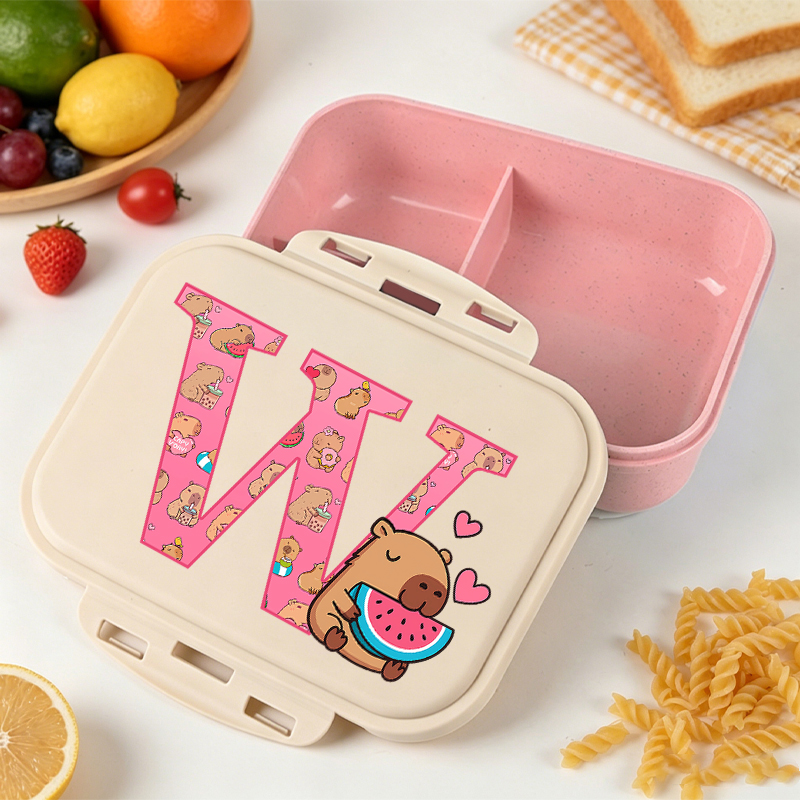 Food Storage Plastic Bag - กล่องข้าวคาปิบาร่าขนาดใหญ่สำหรับเด็กชายและเด็กหญิง ลายการ์ตูนอนิเมะ กระเป๋าใส่อาหารกลางวันแบบพกพาสำหรับนักเรียน กล่องเก็บอาหารสำหรับปิกนิก