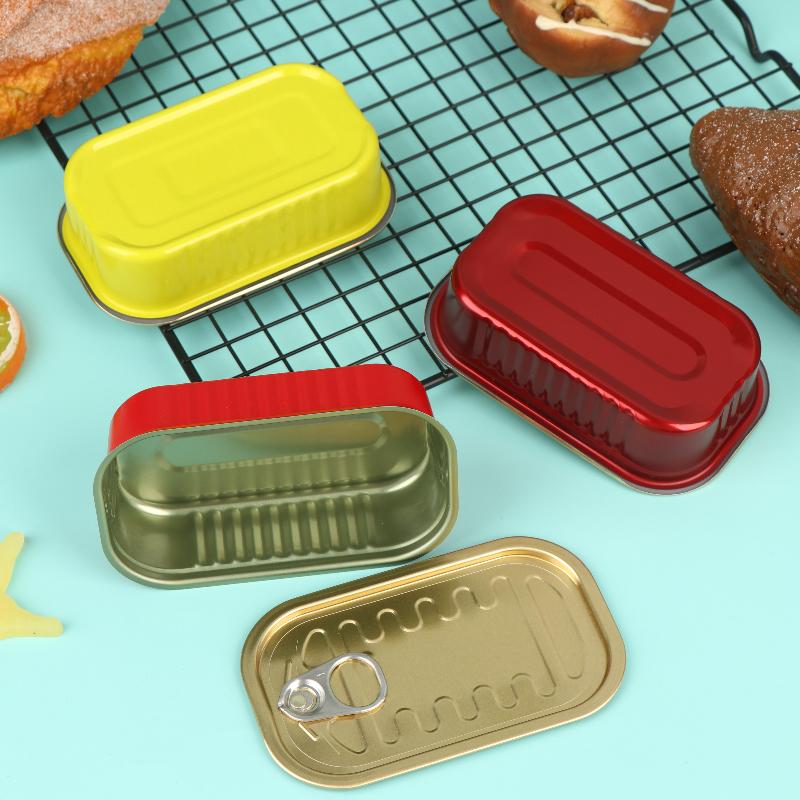 Food Storage Small - กล่องเก็บของโลหะทรงสี่เหลี่ยมขนาดเล็ก 2 ชิ้น พร้อมฝาปิดแบบดึง, กล่องใส่อาหารอเนกประสงค์ขนาดเล็ก