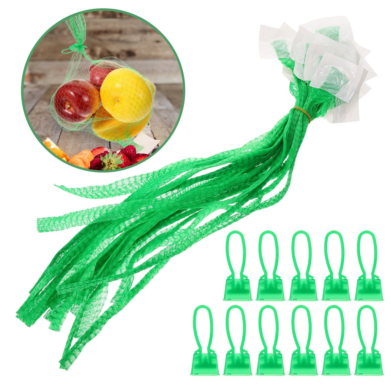 Produce Bag Reusable Mesh - ถุงตาข่ายใส่ผลไม้ผักแบบใช้ซ้ำได้ 100 ชิ้น ทำจากผ้าไนลอน ระบายอากาศได้ดี สำหรับเก็บในตู้เย็นและห้องเก็บของ