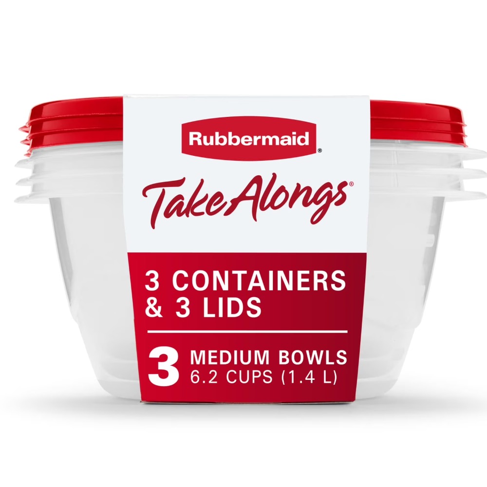 Food Storage Containers Set - ภาชนะเก็บอาหารทรงกลมขนาดใหญ่พร้อมฝาปิด ชุด 3 ชิ้น ความจุ 6.2