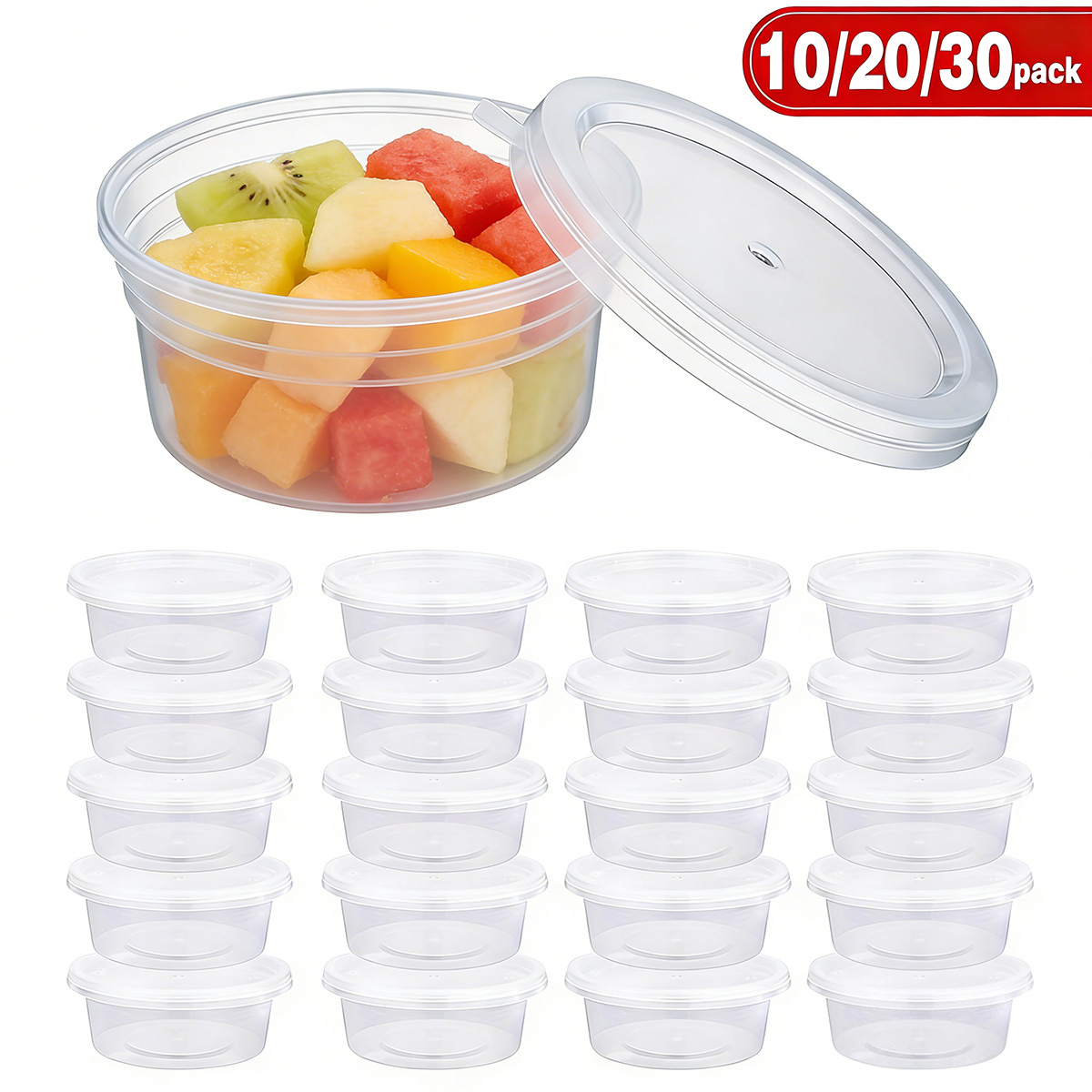 Food Storage Time - 10/20/40 แพ็ค ภาชนะใส่สไลม์ขนาดเล็กพร้อมฝาปิด, ภาชนะใส่เครื่องปรุงรส ถ้วยพลาสติกสำหรับใส่อาหาร