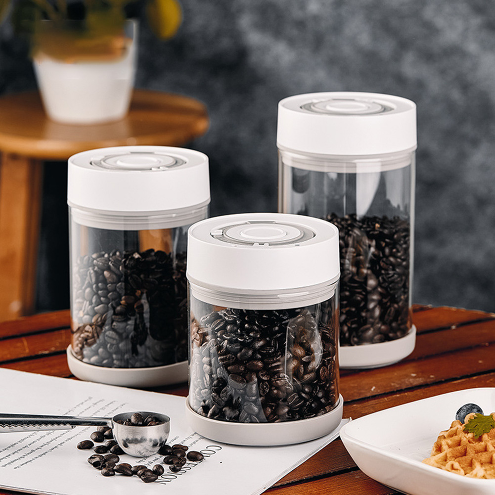 Food Storage Containers Set - โถแก้วเก็บเมล็ดกาแฟแบบกันความชื้นในครัว โถสูญญากาศอัตโนมัติอัจฉริยะ โถปิดผนึกอาหาร ผลไม้ ธัญพืช ชา