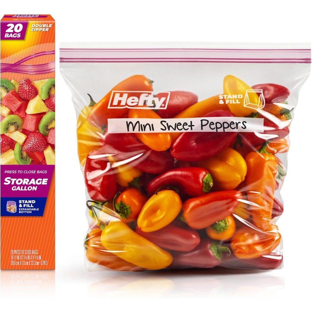 Food Storage Plastic Bag - ถุงพลาสติกแบบกดปิด ขนาดแกลลอน สำหรับเก็บอาหาร แช่แข็งได้ 20 ใบ
