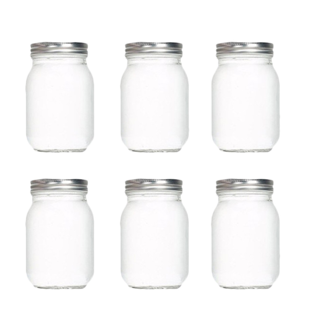 Food Storage Jars With Lids - ขวดแก้วใสทรงกลม 6 ชิ้น พร้อมฝาปิดสุญญากาศ สำหรับเก็บอาหาร กาแฟ
