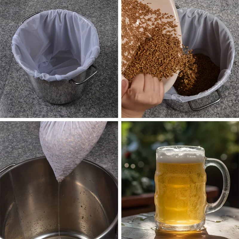 Produce Bag Reusable Mesh - ถุงกรองแบบใช้ซ้ำได้ เหมาะสำหรับกาแฟสกัดเย็น ชา ตาข่ายขนาดเล็กใช้สำหรับกรองให้ได้เนื้อละเอียดบริสุทธิ์ ปราศจากกาก