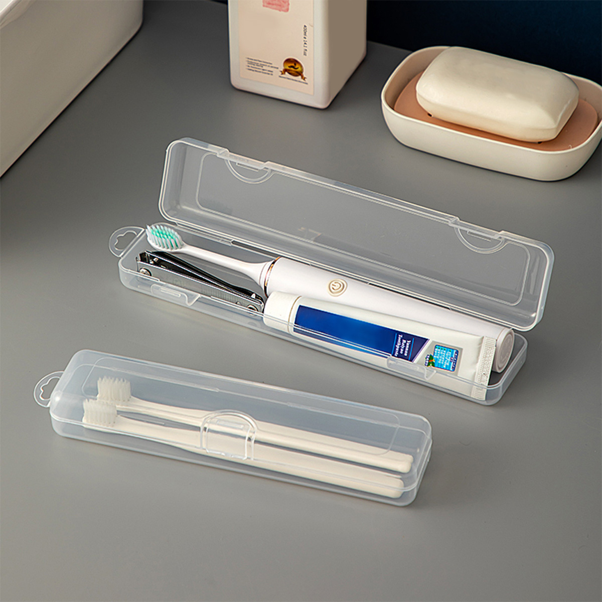 Food Storage Drawer Organizer - WORTHBUY ตู้เก็บของยาสีฟันพลาสติกกล่องเก็บแปรงสีฟันแบบพกพาเดินทางเคสจัดระเบียบกล่องแปรงสีฟันใส