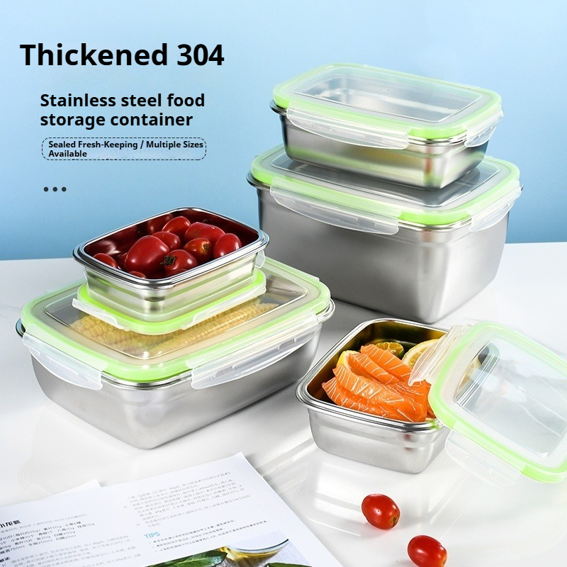 Food Storage Drawer Organizer - ชุดกล่องอาหารกลางวันสแตนเลส 304 พร้อมฝาปิดซิลิโคนโปร่งใสภาชนะเก็บอาหารแบบวางซ้อนกันได้สำหรับห้องครัวโรงเรียนสำนักงาน