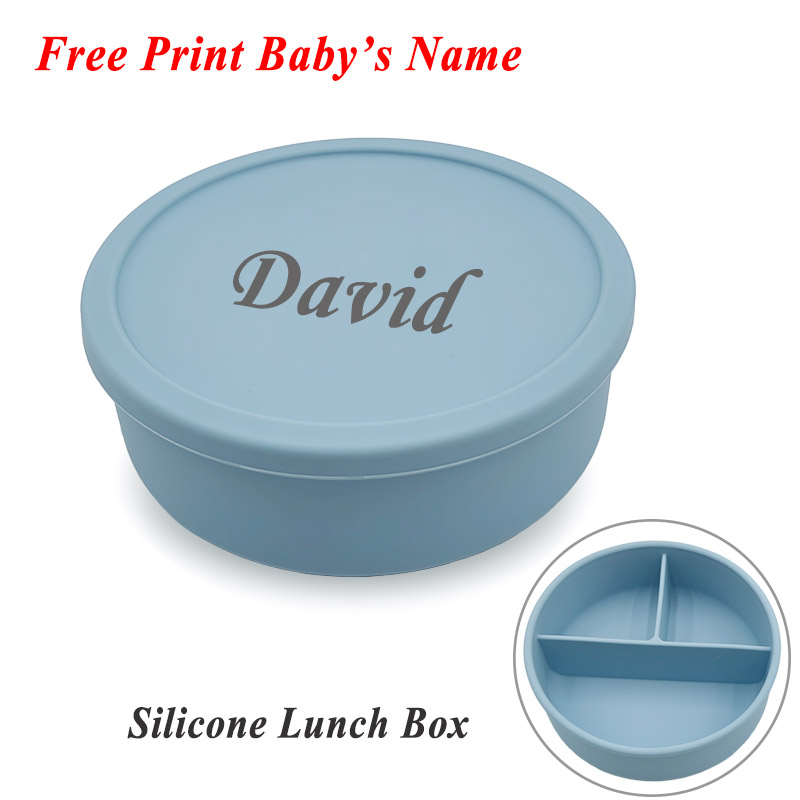 Food Storage Name - กล่องข้าวกลางวันซิลิโคนสำหรับเด็กกันรั่วอาหารมี3ช่องภาชนะเก็บอาหารเด็กชื่อแบบออกแบบได้ตามต้องการ