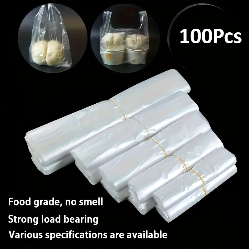 Food Storage Plastic Bag - 100 ชิ้นมินิถุงพลาสติกใสแบบใช้แล้วทิ้ง 3 ขนาดตัวเลือกซูเปอร์มาร์เก็ตช้อปปิ้งถุงบรรจุภัณฑ์เก็บอาหาร