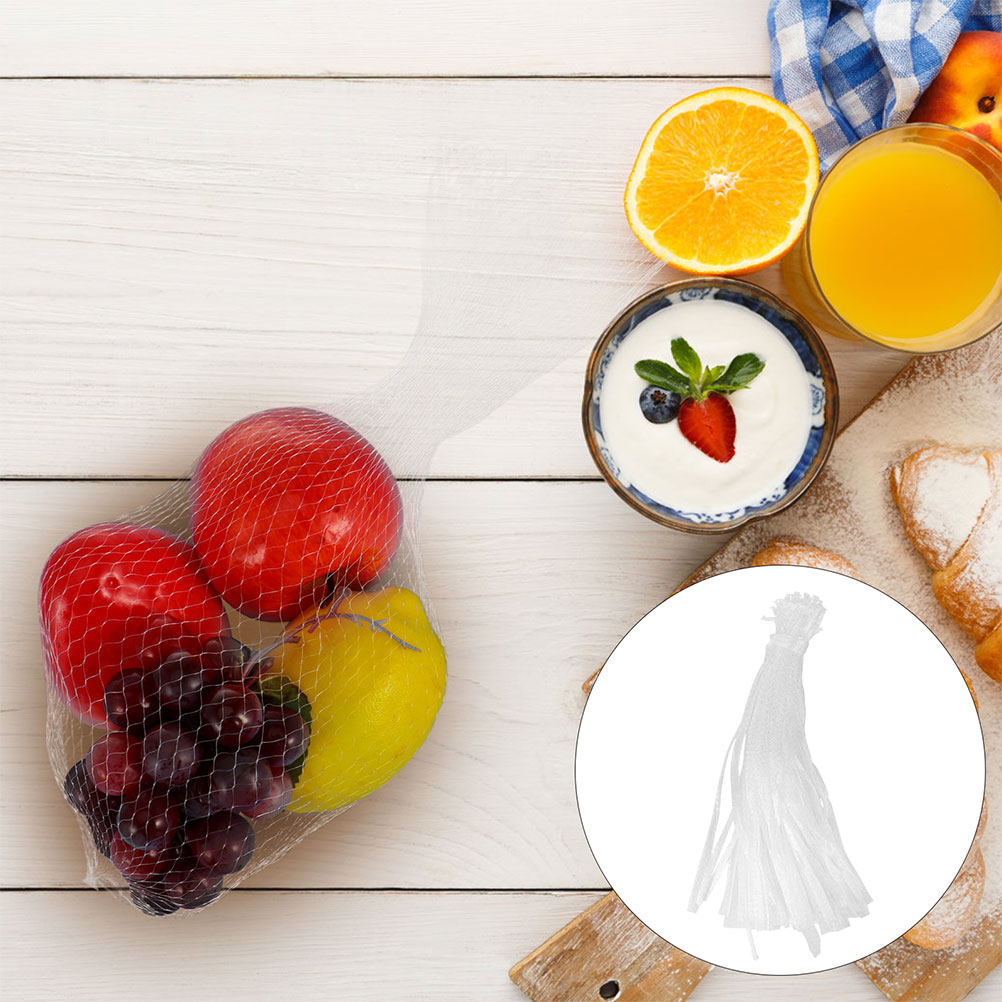 Produce Bag Reusable Mesh - ถุงตาข่ายเก็บผลไม้และผักคุณภาพพรีเมียม 100 ชิ้น ขนาด 35 ซม.