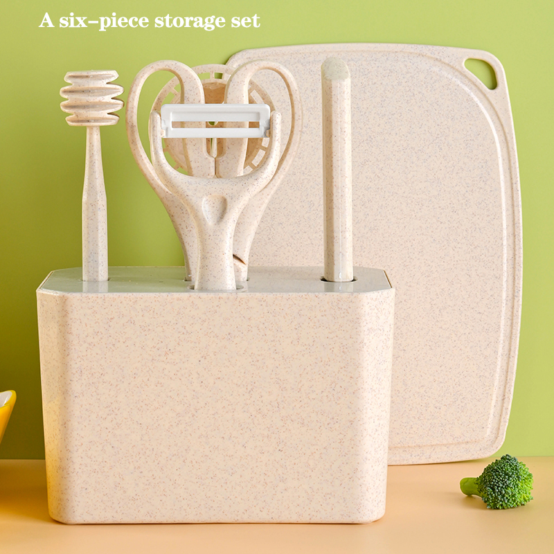 Food Storage Small - ชุดมีดทำครัวและเขียงหั่นผลไม้ อุปกรณ์เสริมในครัว มีดหั่นผลไม้ ชุด 6 ชิ้น