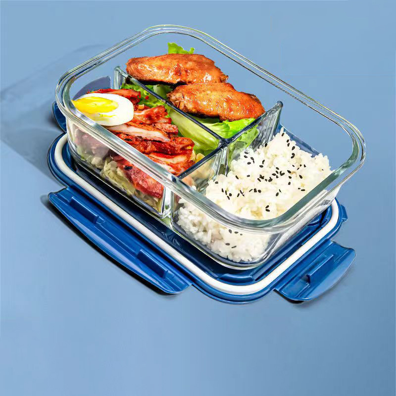 Food Storage Drawer Organizer - สไตล์ใหม่กล่องอาหารกลางวันแก้ว 1050ml ไมโครเวฟ Bento กล่องกล่องเก็บอาหารโรงเรียนภาชนะบรรจุอาหารช่อง