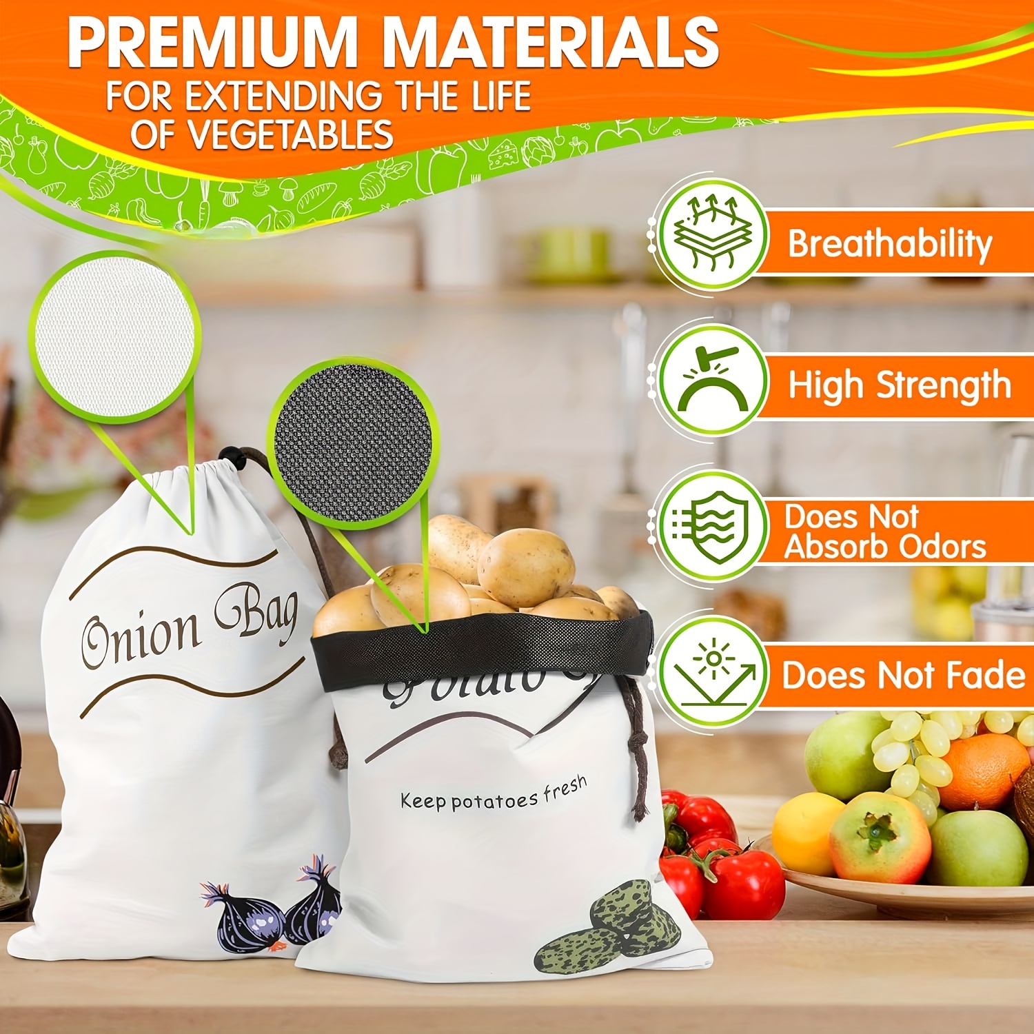 ถุงเก็บผักแบบใช้ซ้ำได้ 2 ชิ้น  - Food Storage Roots บทวิจารณ์และราคา