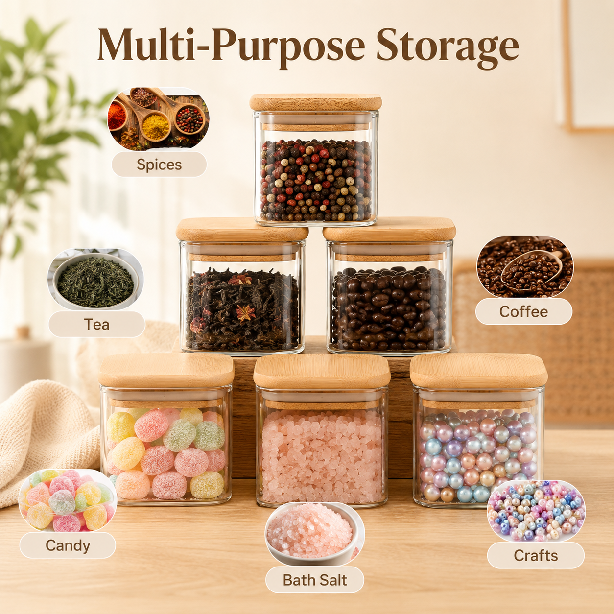 ขวดแก้วฝาไม้ไผ่ 120 มล. 4 ออนซ - Food Storage Jars With Lids บทวิจารณ์และราคา