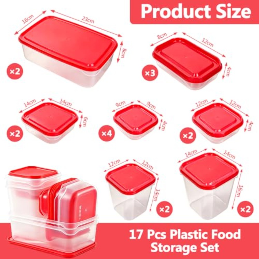 ชุดภาชนะเก็บอาหารพลาสติก 17 ชิ - Food Storage Containers Set บทวิจารณ์และราคา