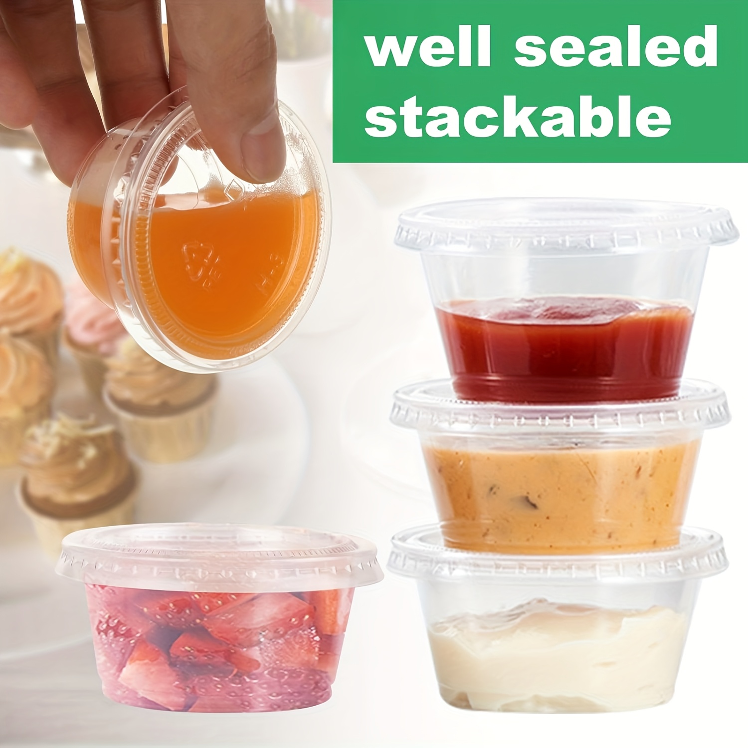 กล่องซอสพลาสติกแบบใช้แล้วทิ้ง  - Food Storage Jars With Lids บทวิจารณ์และราคา