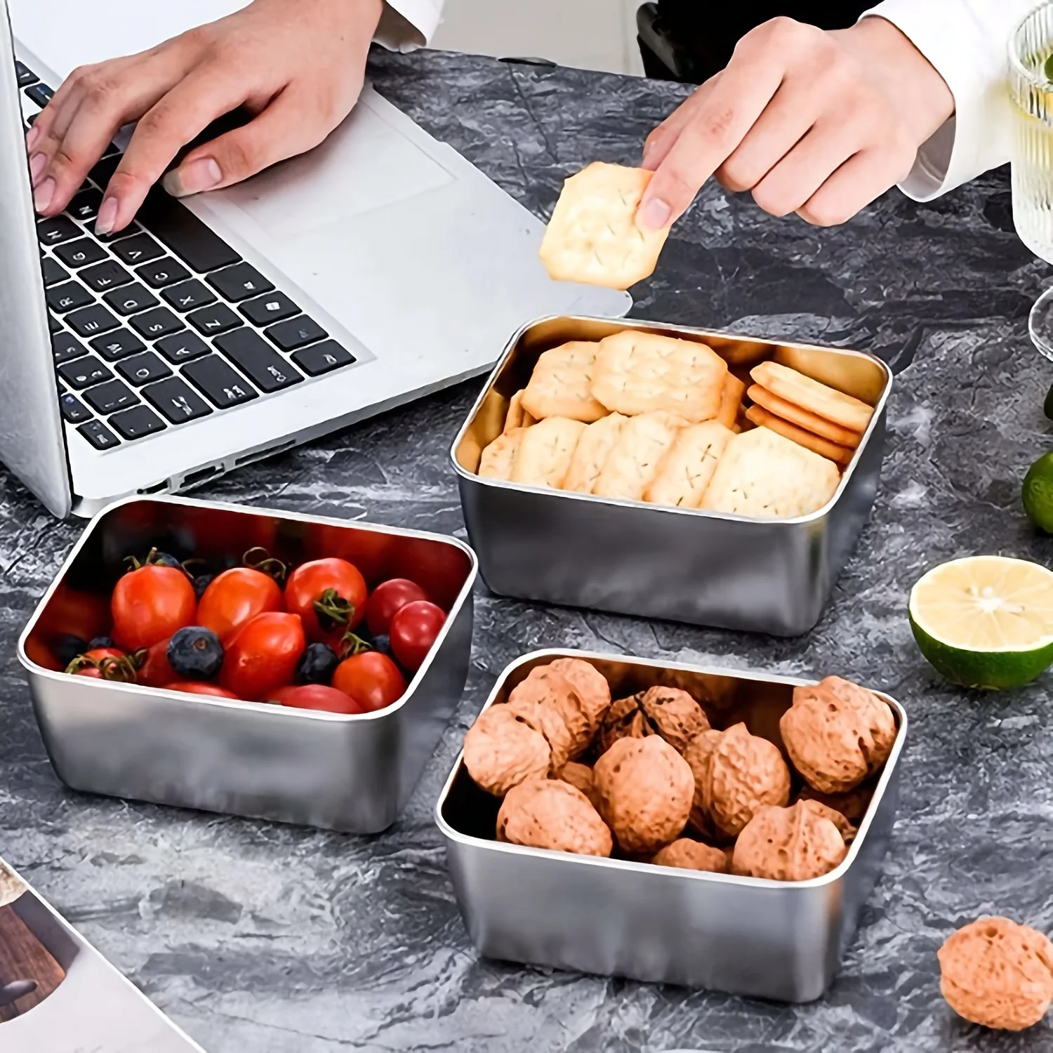 ชุดกล่องเก็บอาหารสแตนเลสพร้อมฝ - Food Storage Containers Set บทวิจารณ์และราคา