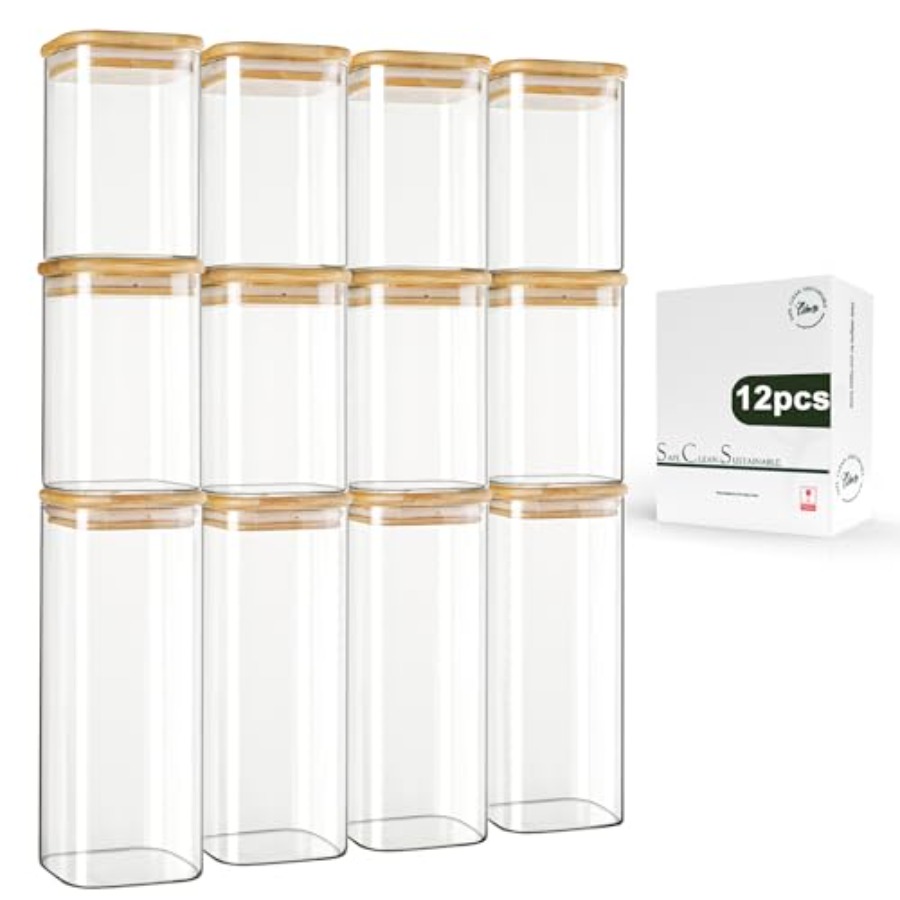 ชุดโหลแก้วทรงสี่เหลี่ยมพร้อมฝา - Food Storage Jars With Lids บทวิจารณ์และราคา