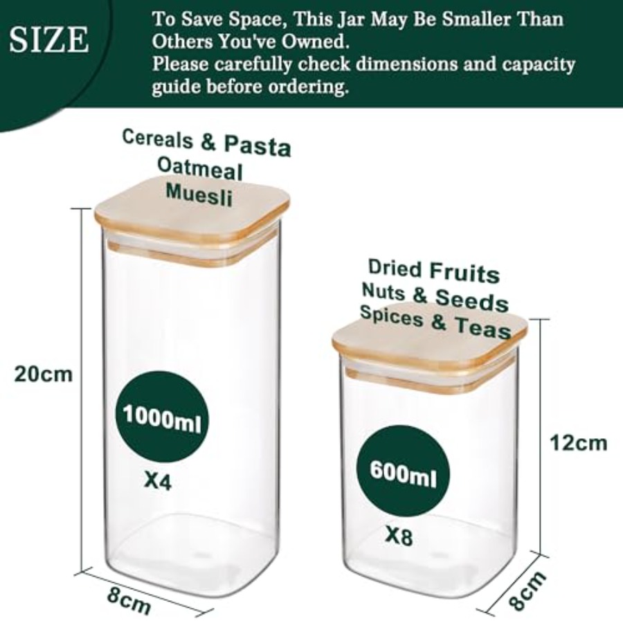 ชุดโหลแก้วทรงสี่เหลี่ยมพร้อมฝา - Food Storage Jars With Lids บทวิจารณ์และราคา