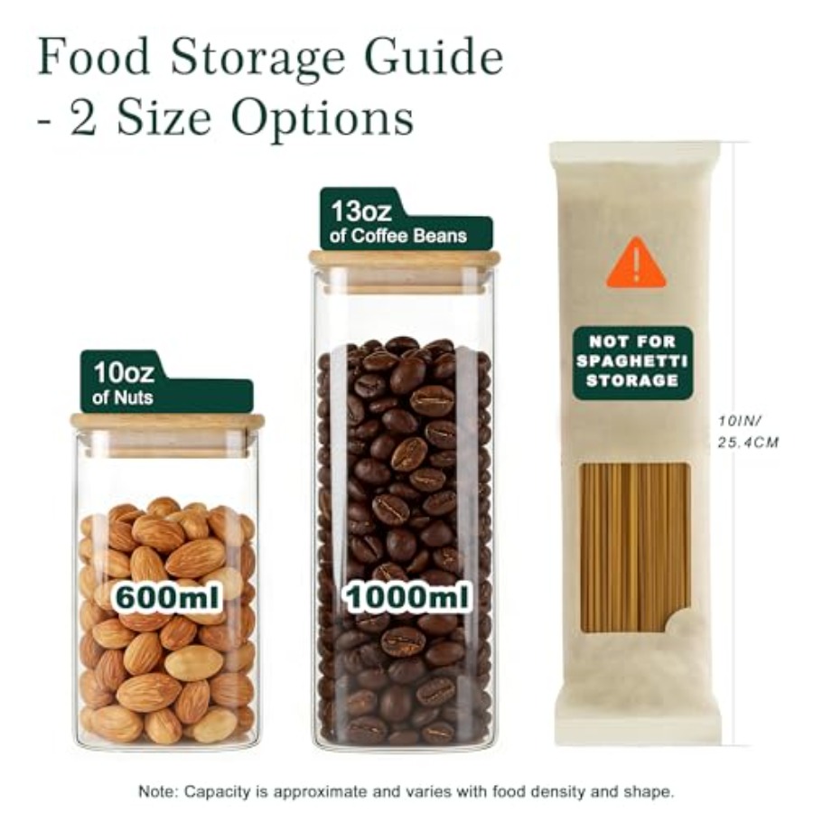 ชุดโหลแก้วทรงสี่เหลี่ยมพร้อมฝา - Food Storage Jars With Lids บทวิจารณ์และราคา