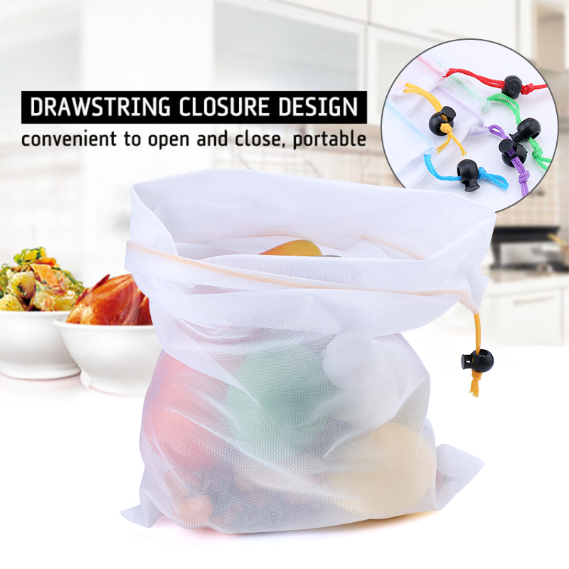 3/9/15pcs ผักผลไม้ตาข่ายผลิตกร - Produce Bag Reusable Mesh บทวิจารณ์และราคา