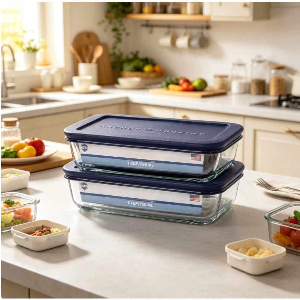 ภาชนะเก็บอาหารแก้วพร้อมฝาปิด ท - Food Storage Containers Set บทวิจารณ์และราคา