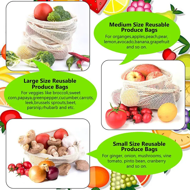 3 6 10pcs ผลิตชุดกระเป๋า Eco ก - Produce Bag Reusable Mesh บทวิจารณ์และราคา