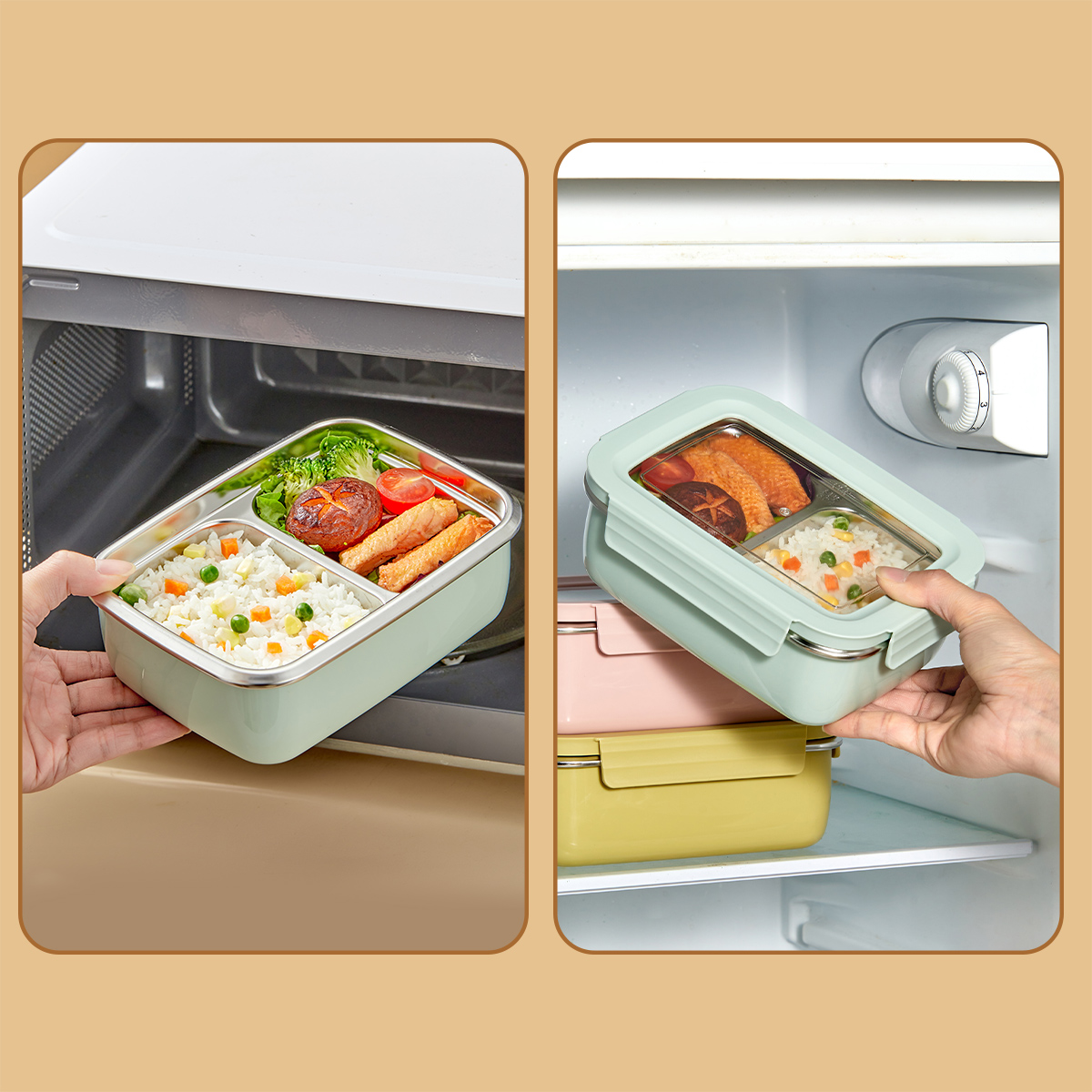 กล่องข้าวสแตนเลส 304 สำหรับไมโ - Food Storage Drawer Organizer บทวิจารณ์และราคา