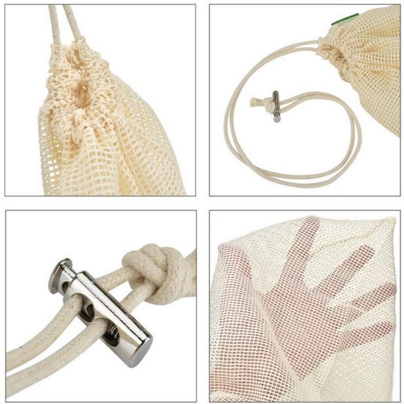 ตาข่ายผ้าฝ้ายผลิตถุงถุงตาข่ายผ - Produce Bag Reusable Mesh บทวิจารณ์และราคา