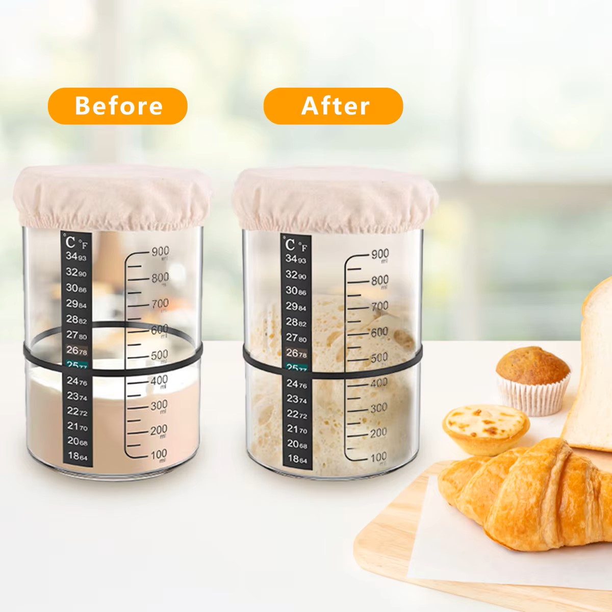 ชุดขวดแก้วใสสำหรับทำแป้งซาวโดว - Food Storage Jar Set บทวิจารณ์และราคา