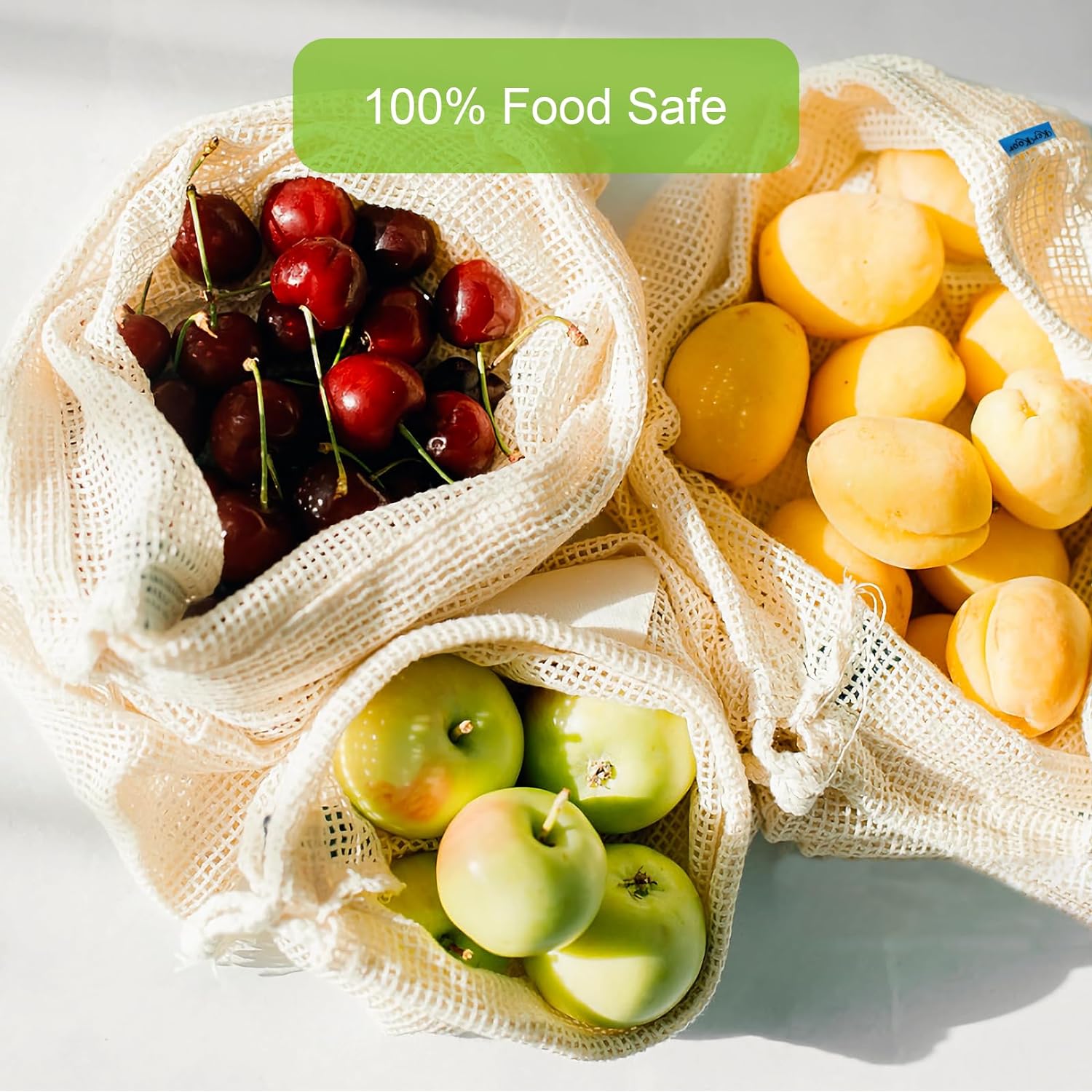 3pcs ผ้าฝ้ายตาข่ายผลิตถุงช้อปป - Produce Bag Reusable Mesh บทวิจารณ์และราคา