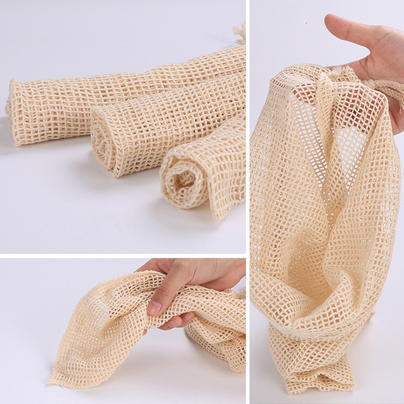 3pcs ผ้าฝ้ายตาข่ายผลิตถุงช้อปป - Produce Bag Reusable Mesh บทวิจารณ์และราคา