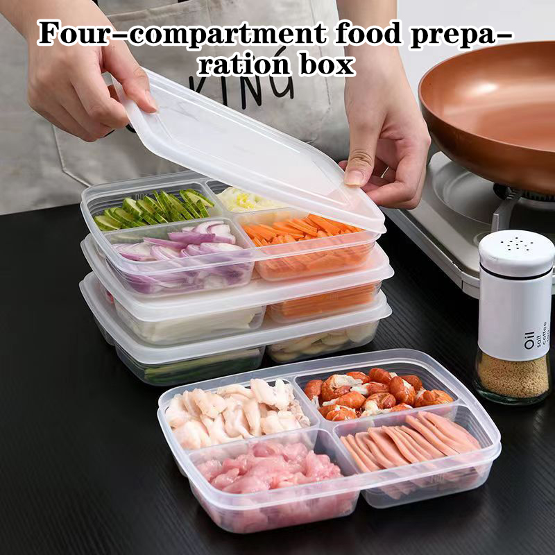 ใหม่【กล่องเก็บของพลาสติก 4 ช่อ - Food Storage Drawer Organizer บทวิจารณ์และราคา