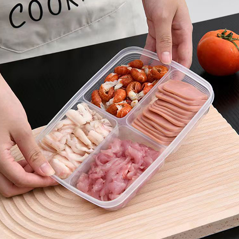 ใหม่【กล่องเก็บของพลาสติก 4 ช่อ - Food Storage Drawer Organizer บทวิจารณ์และราคา