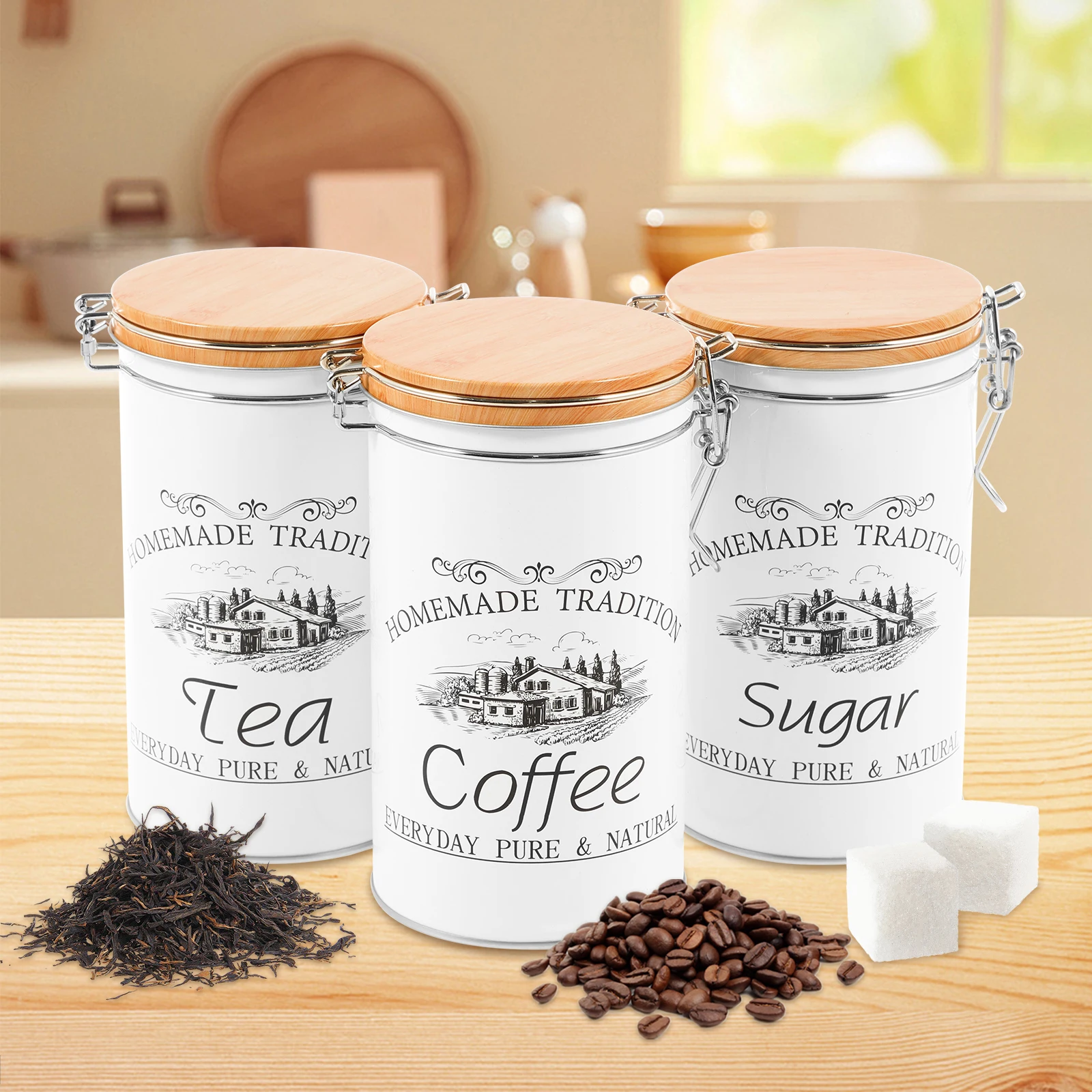 3 ชิ้น/เซ็ต กระป๋องชา กาแฟ น้ำ - Food Storage Jar Set บทวิจารณ์และราคา