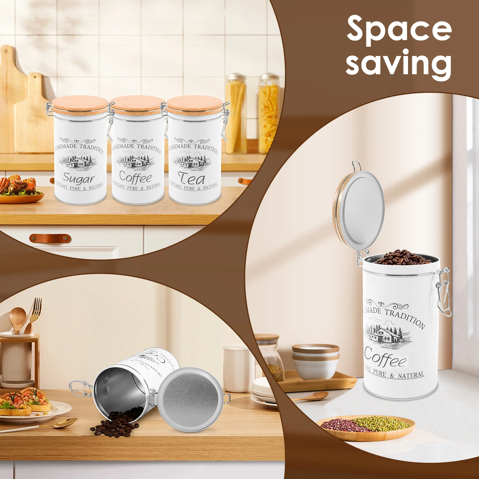 3 ชิ้น/เซ็ต กระป๋องชา กาแฟ น้ำ - Food Storage Jar Set บทวิจารณ์และราคา