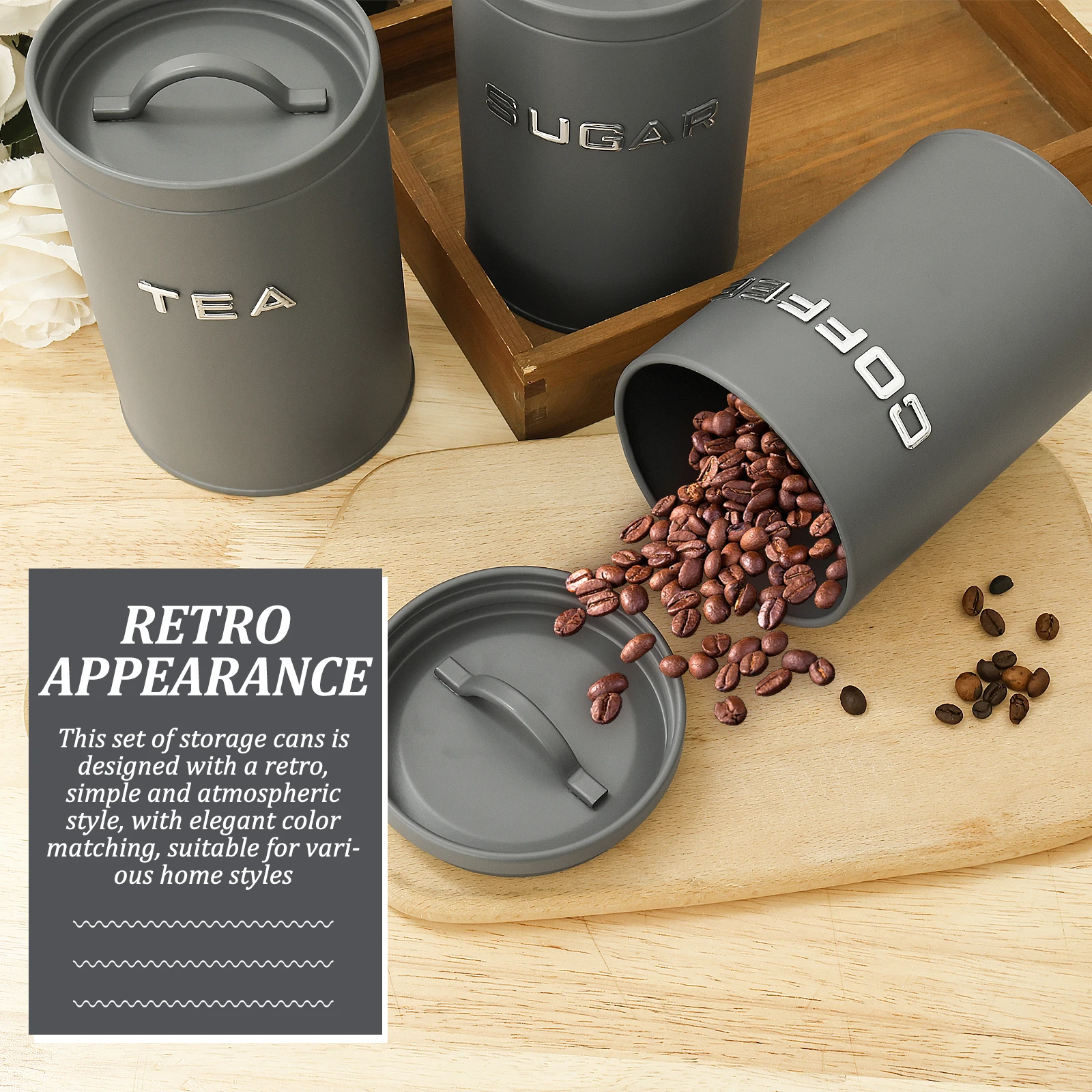 กระป๋องเก็บชา กาแฟ น้ำตาล 3 ชิ - Food Storage Jars With Lids บทวิจารณ์และราคา