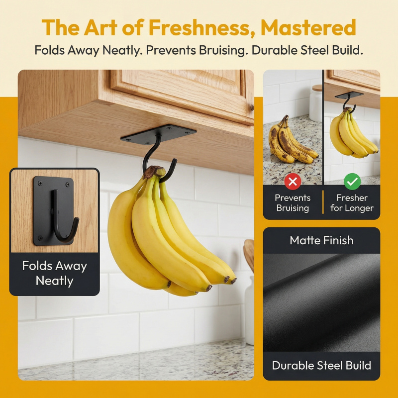 ตะขอแขวนกล้วยแบบติดผนังโลหะสีด - Food Storage Drawer Organizer บทวิจารณ์และราคา