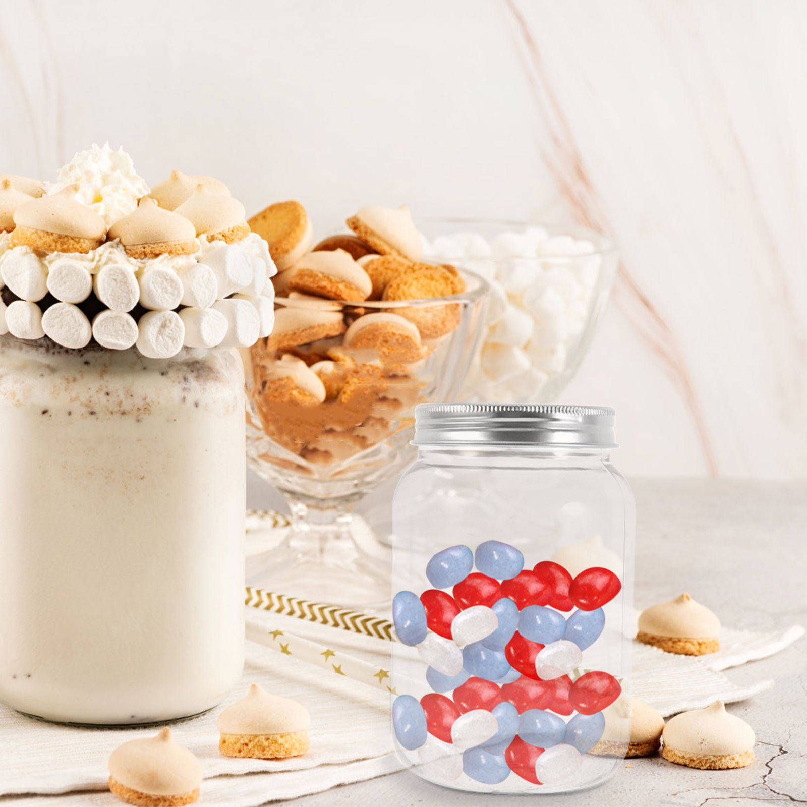 ขวดพลาสติกใส 4 ชิ้นพร้อมฝาปิดอ - Food Storage Jars With Lids บทวิจารณ์และราคา
