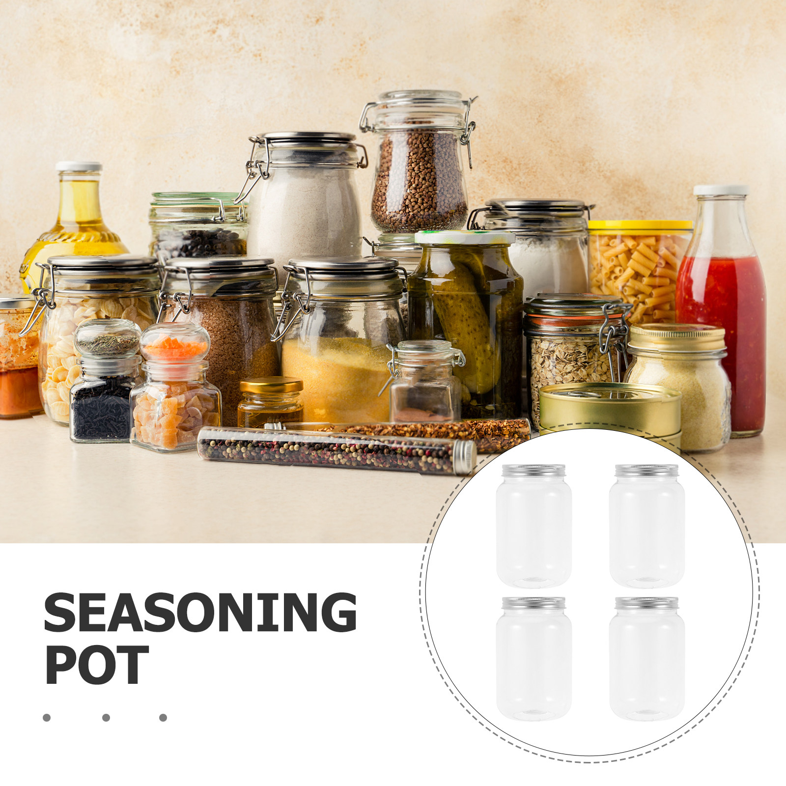 ขวดพลาสติกใส 4 ชิ้นพร้อมฝาปิดอ - Food Storage Jars With Lids บทวิจารณ์และราคา